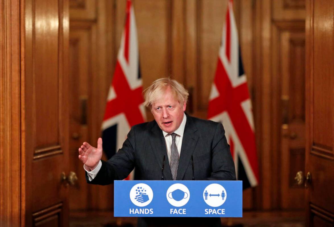FILE - In this Wednesday Dec. 30, 2020 file photo, Britain's Prime Minister Boris Johnson speak ...