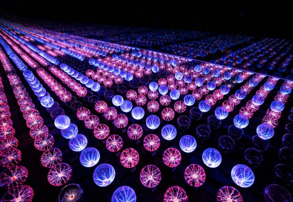 A view of the plasma ball infinity room during a tour of Wink World at Area15 in Las Vegas on T ...