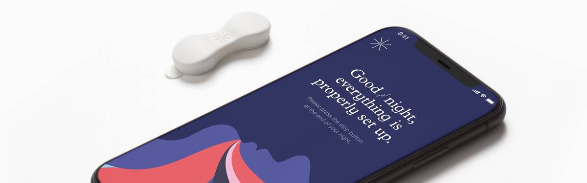 Sunrise, a small sensor that sticks to a user's chin, works with an app to diagnose sleep disor ...