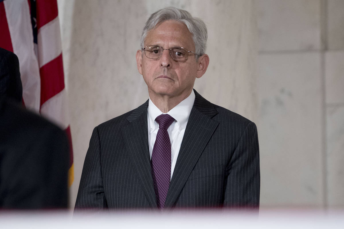 In a July 22, 2019, file photo, Merrick Garland pays his respects for the late Supreme Court Ju ...
