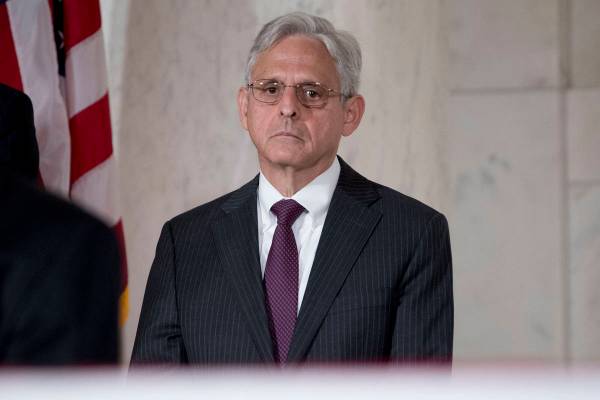In a July 22, 2019, file photo, Merrick Garland pays his respects for the late Supreme Court Ju ...
