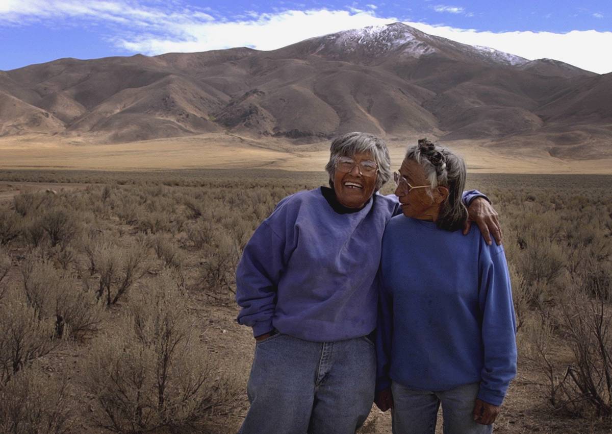 Carrie, left, and Mary Dann pose together on their ranch near Crescent Valley, Nev., in a file ...