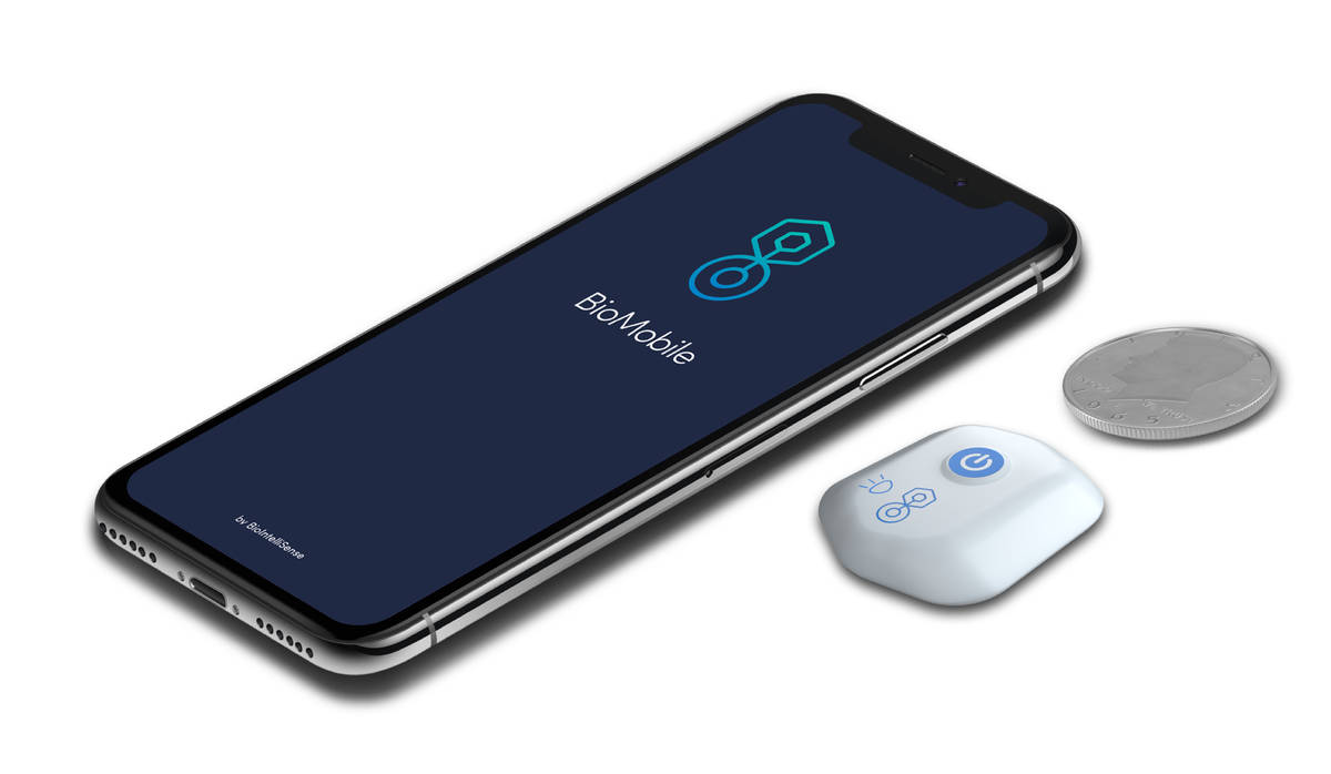 The BioButton from BioIntelliSense Inc., a disposable medical grade device that measures temper ...
