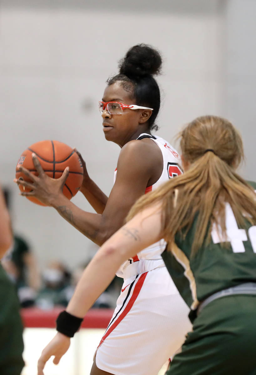 UNLV Lady Rebels forward Desi-Rae Young (23) plays against Colorado State University at Cox Pav ...