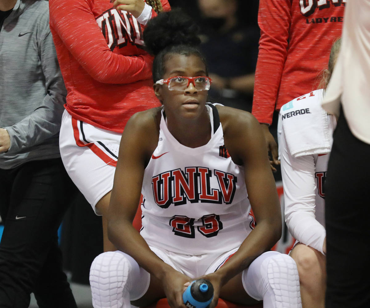 UNLV Lady Rebels forward Desi-Rae Young (23) is seen on a timeout during a game against Colorad ...