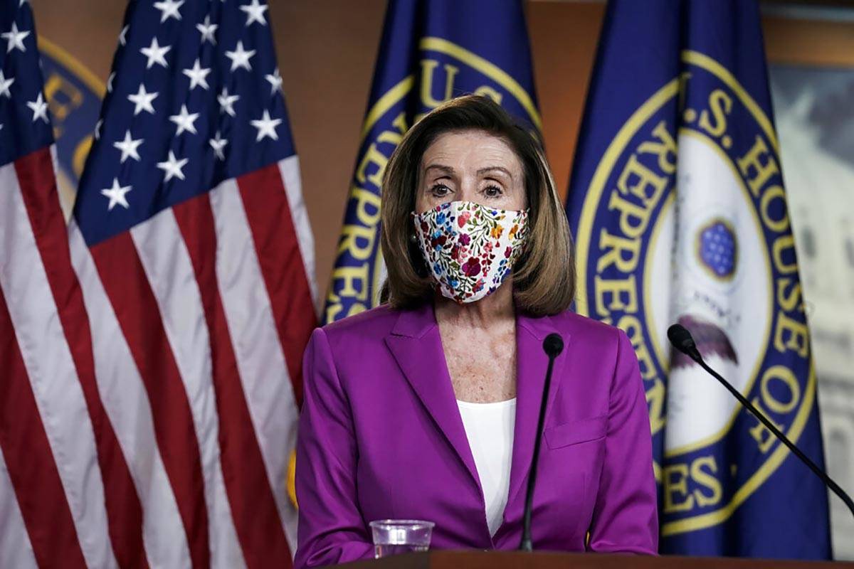 Speaker of the House Nancy Pelosi, D-Calif., holds a news conference on the day after violent p ...