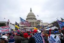 Supporters of President Donald Trump rally at the U.S. Capitol on Wednesday, Jan. 6, 2021, in W ...