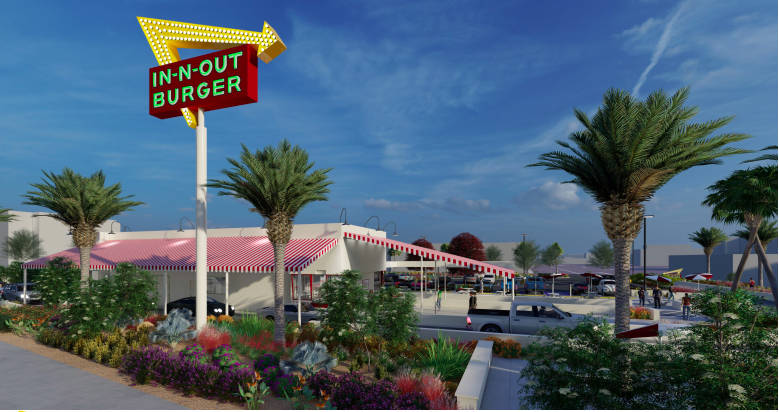 A rendering of an In-N-Out Burger slated to be built across the street from Allegiant Stadium i ...