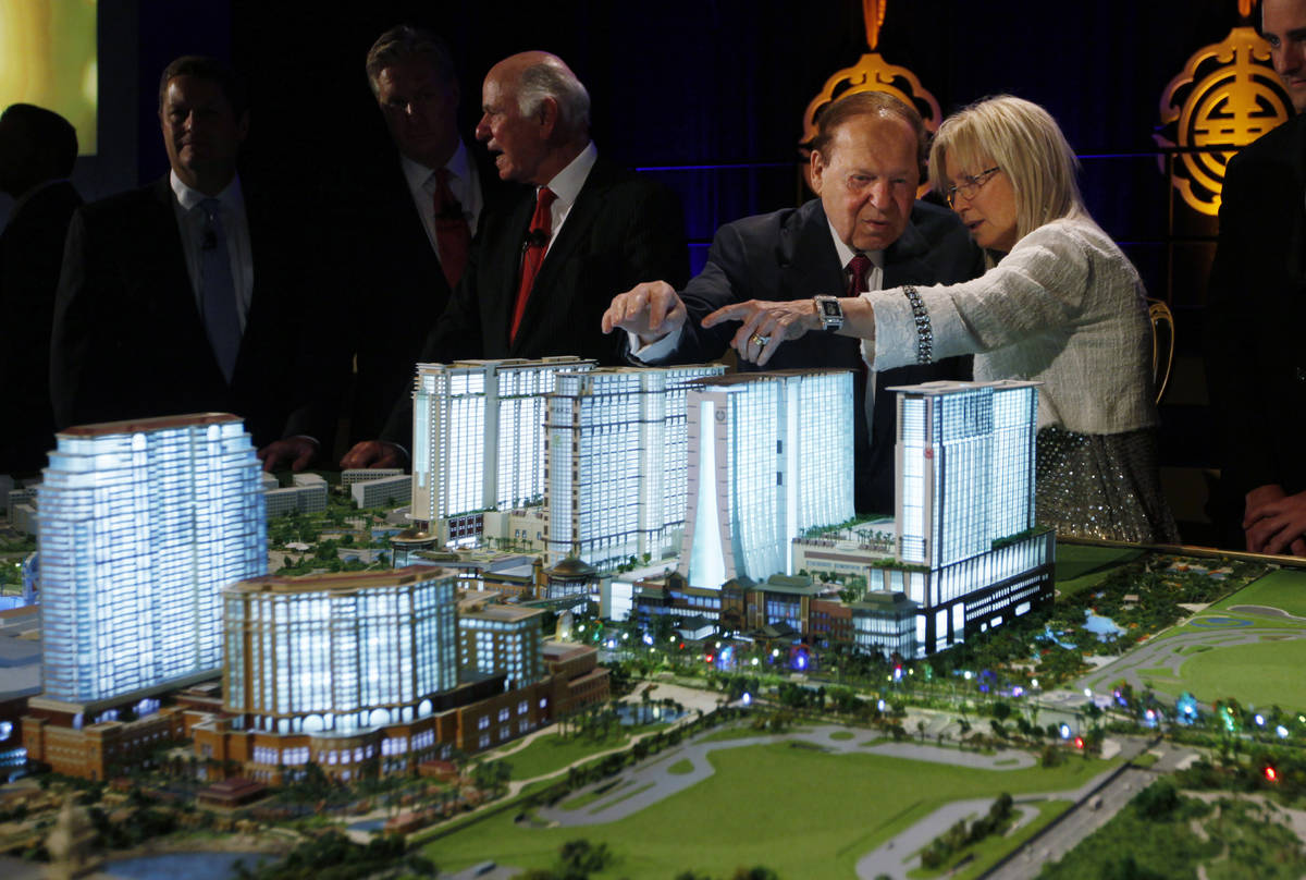 Las Vegas Sands Corp. Chairman and CEO Sheldon Adelson and his wife, Dr. Miriam Adelson, stand ...