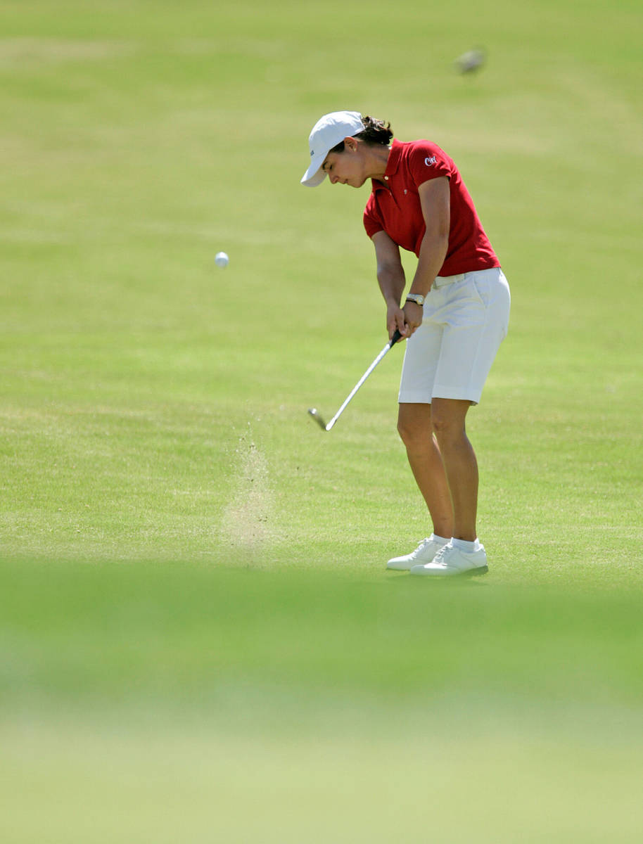 Lorena Ochoa of Mexico hits for the 13th green during the third round of the LPGA Takefuji Clas ...