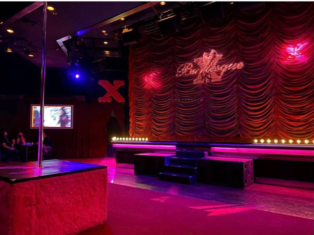 The socially distant stage for "X Burlesque" at Flamingo is shown on Thursday, Jan. 9, 2021. (S ...