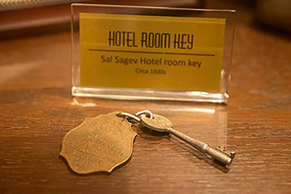A hotel room key from the 1930s is displayed at Golden Gate hotel-casino in Las Vegas, on Frida ...