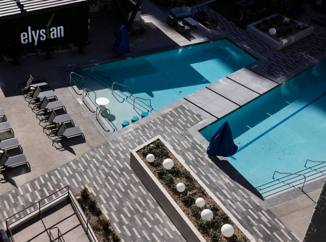 A swimming pool at Elysian at Hughes Center, an apartment complex inside the Hughes Center offi ...