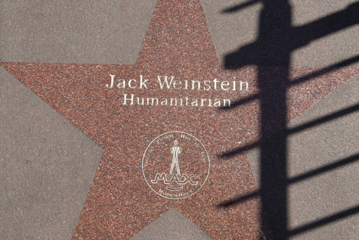 A star on the Las Vegas Walk of Stars features Jack Weinstein in front of the MGM Grand hotel-c ...