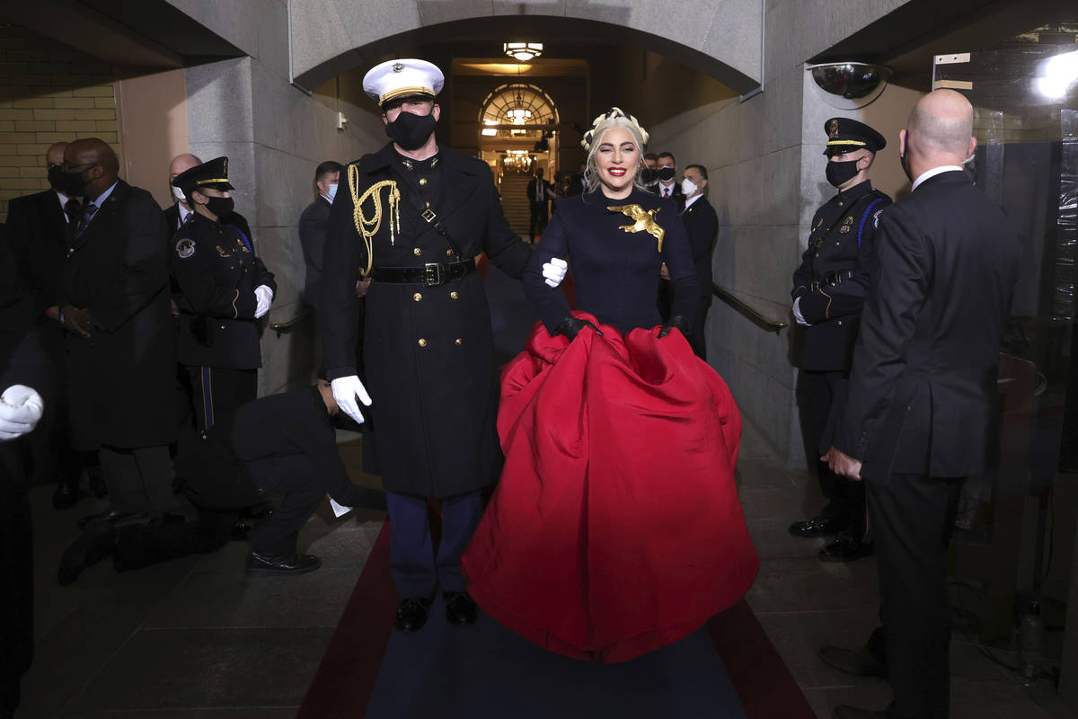 Lady Gaga arrives to sing the National Anthem at the inauguration of U.S. President-elect Joe B ...