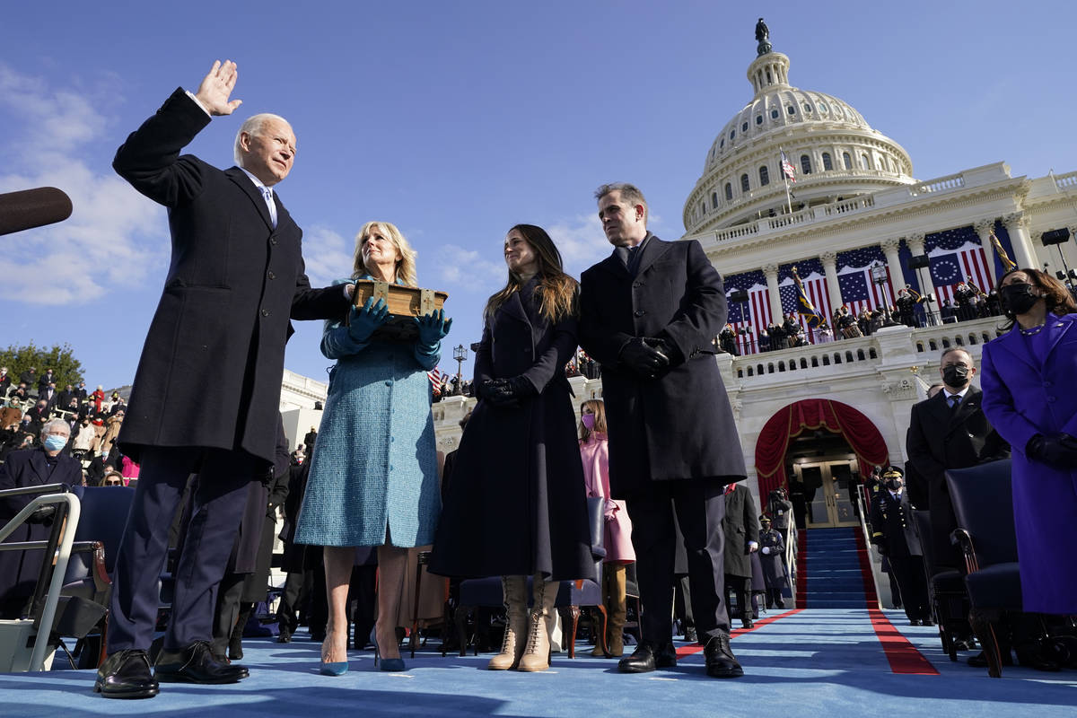 Joe Biden is sworn in as the 46th president of the United States by Chief Justice John Roberts ...