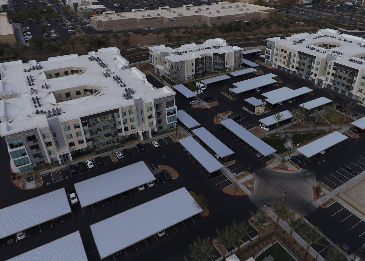 The Tanager apartment complex at the corner of Sahara Ave. and Pavilion Center Dr., is photogra ...
