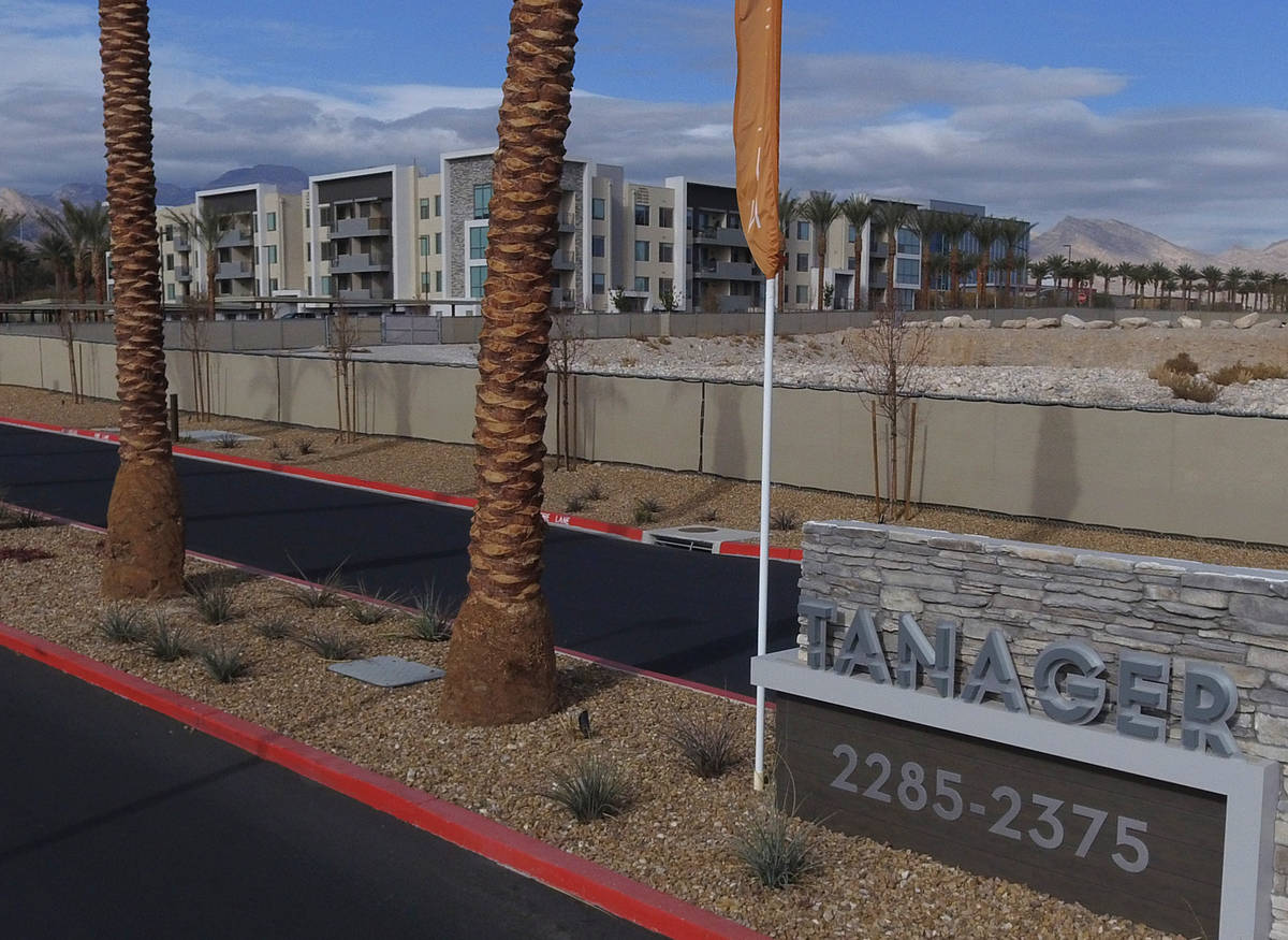 The Tanager apartment complex at the corner of Sahara Ave. and Pavilion Center Dr., is photogra ...