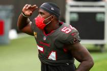 Tampa Bay Buccaneers inside linebacker Lavonte David (54) thanks fans after beating the Atlanta ...