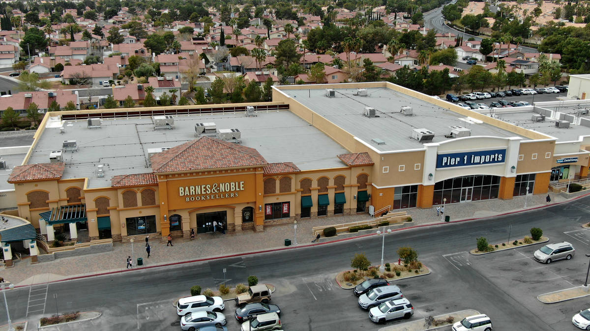 An aerial photo of Barnes & Noble Booksellers and Pier 1 Imports at Crossroads Commons, a L ...