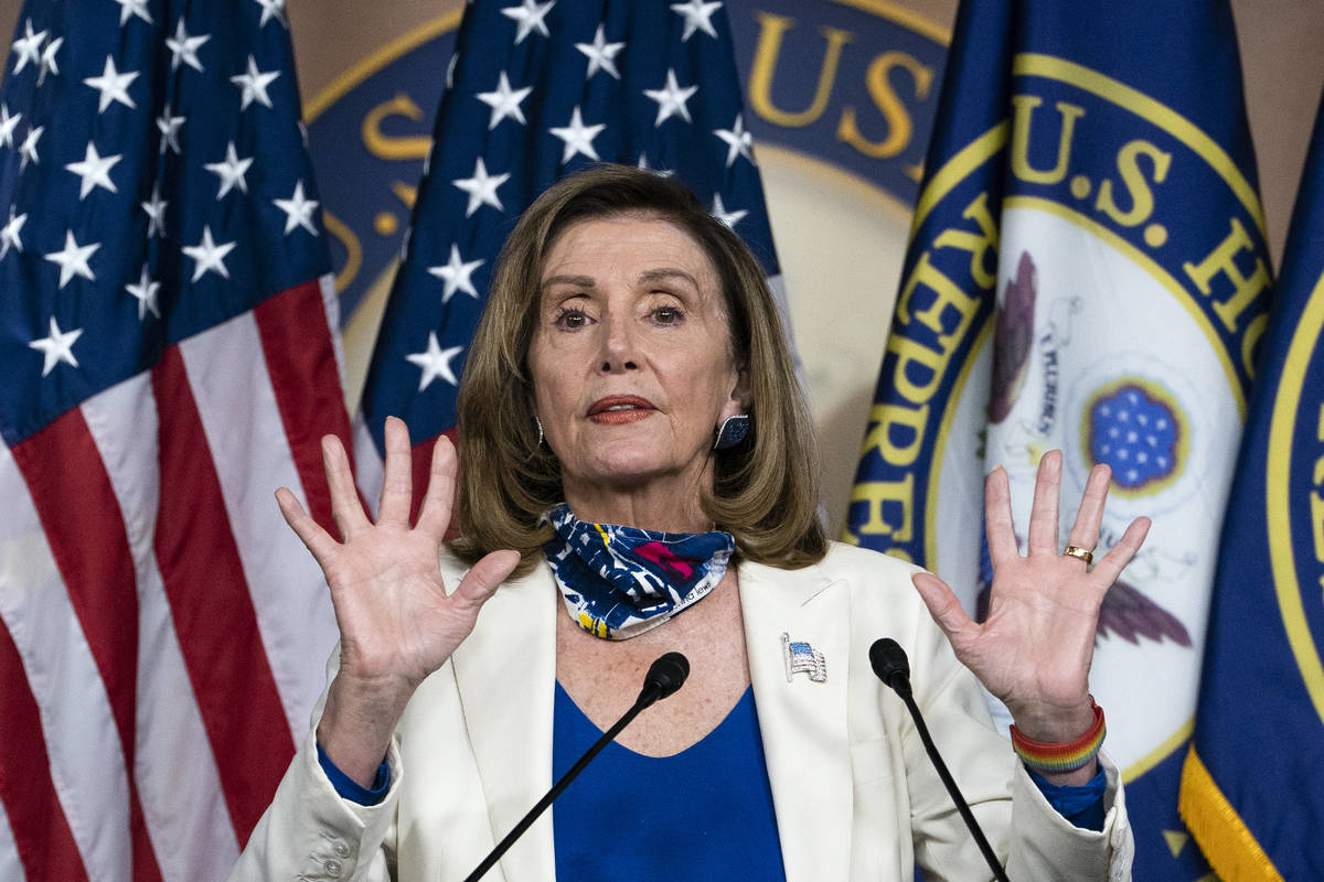 House Speaker Nancy Pelosi of Calif., speaks during a weekly news conference, Thursday, Oct. 1, ...