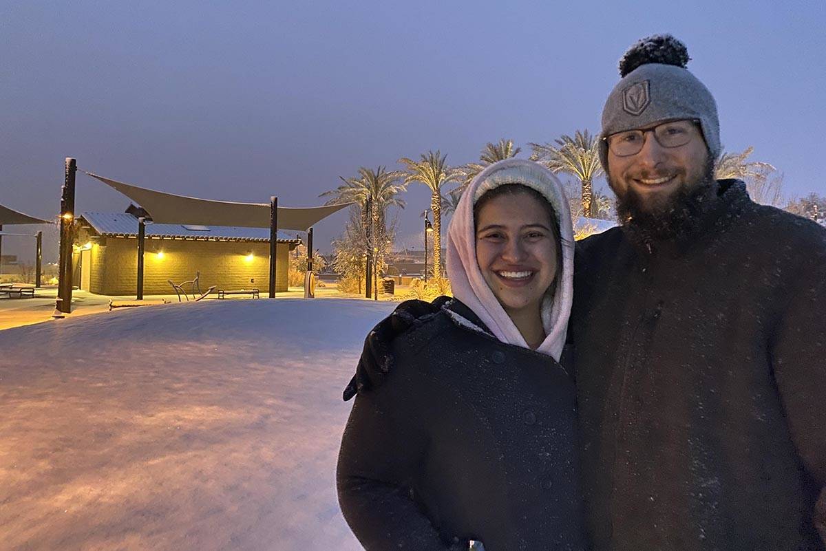 Brianna Rivera and Trent Allan went to Fox Hills Park just after dawn Tuesday, Jan. 26, 2021, t ...