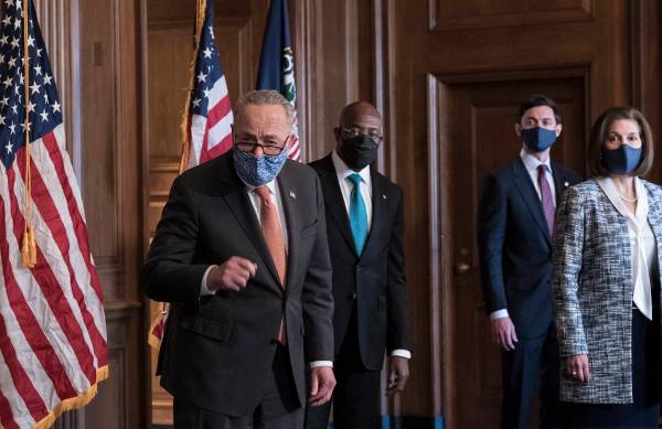 On the first full day of the Democratic majority in the Senate, Majority Leader Chuck Schumer, ...