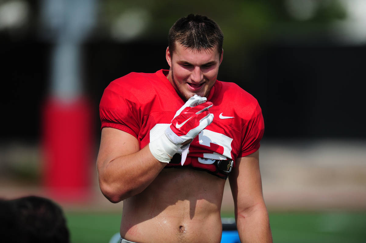 UNLV defensive lineman Antonio Zepeda is shown during a scrimmage at UNLV in Las Vegas, Friday ...