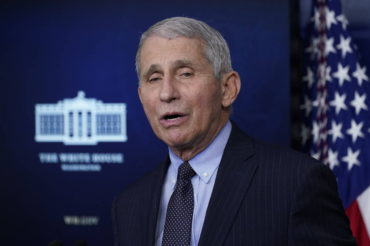 In a Jan. 21, 2021, photo, Dr. Anthony Fauci, director of the National Institute of Allergy and ...