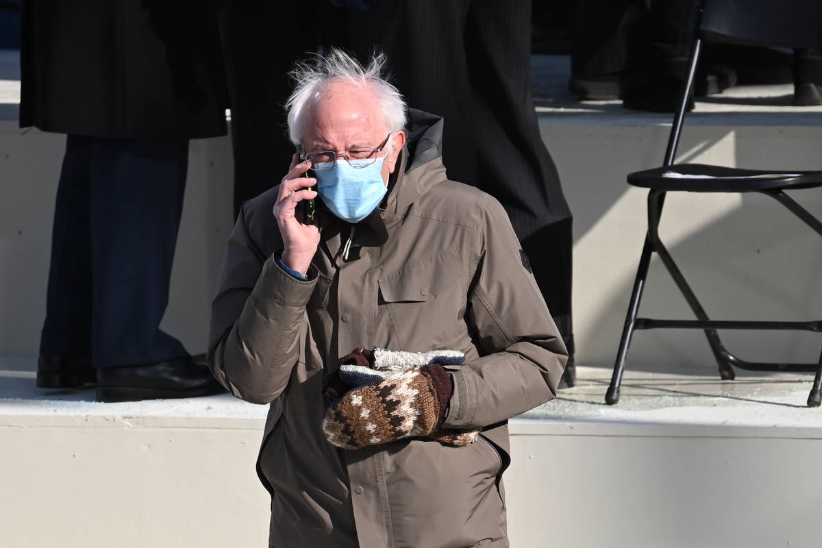 Vermont Senator Bernie Sanders arrives for the 59th Presidential Inauguration at the U.S. Capit ...