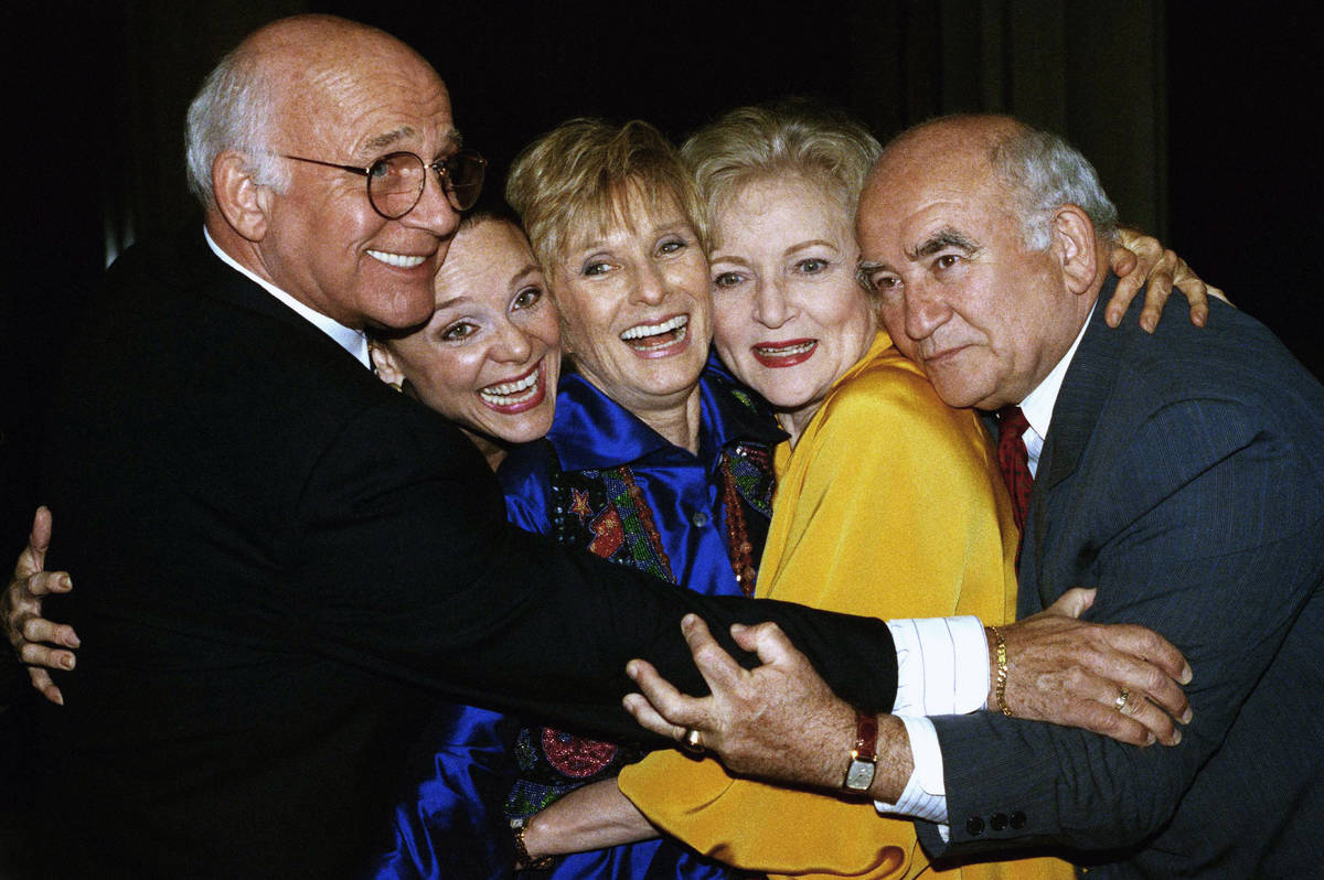 FILE - Former cast members of the Mary Tyler Moore Show, sans Mary Tyler Moore, are reunited fo ...