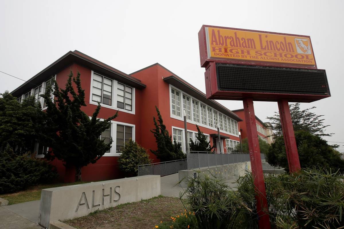 Abraham Lincoln High School is seen in San Francisco. (AP Photo/Jeff Chiu)
