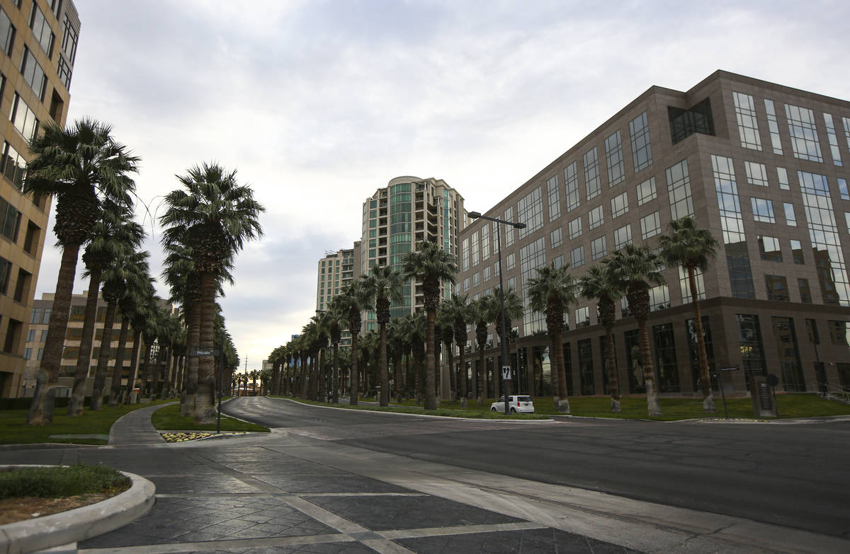 Offices and residential units are seen at the Hughes Center office park in Las Vegas on Thursda ...