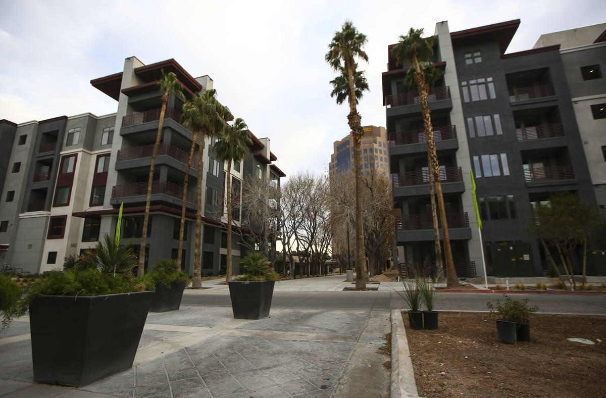 A view of the Elysian apartment complex at the Hughes Center office park in Las Vegas on Thursd ...