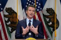 California Gov. Gavin Newsom outlines his 2021-2022 state budget proposal during a news confere ...