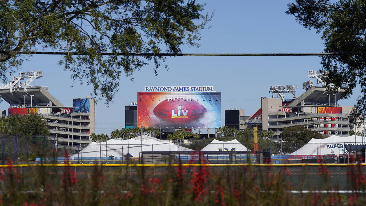 Raymond James Stadium, the site of NFL football Super Bowl LV, is shown Thursday, Jan. 28, 2021 ...