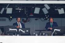 CBS broadcasters Tony Romo and Jim Nantz call the Los Angeles Chargers NFL game against the Kan ...