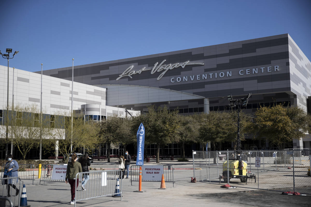 The COVID-19 vaccination site at the Las Vegas Convention Center in Las Vegas, on Tuesday, Feb. ...