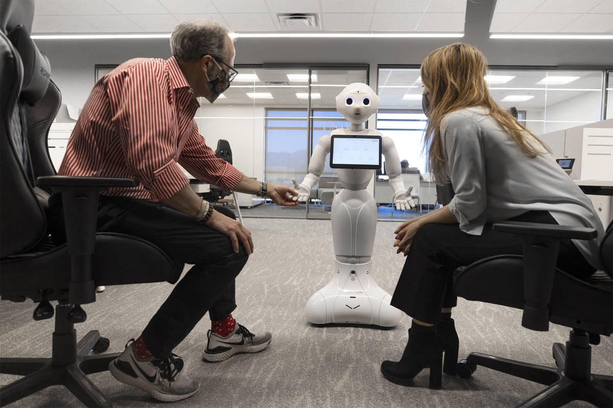 Dr. Robert Rippee, left, executive director of Black Fire Innovation Hub, and Nasim Binesh, a P ...