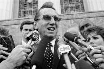 Los Angeles Raiders' owner Al Davis speaks to the media after a Federal Court jury ruled in fav ...