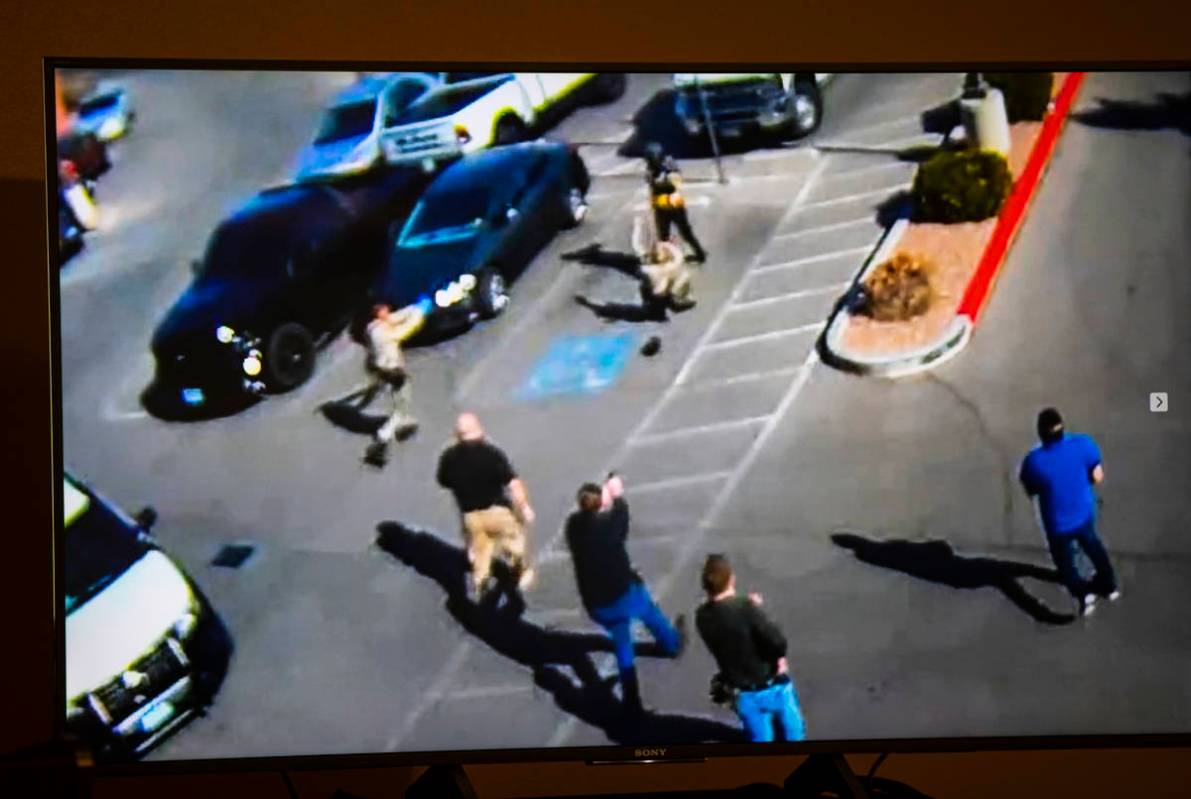 Video surveillance shows Marvon Payton Jr., upper center, before being fatally shot by Las Vega ...