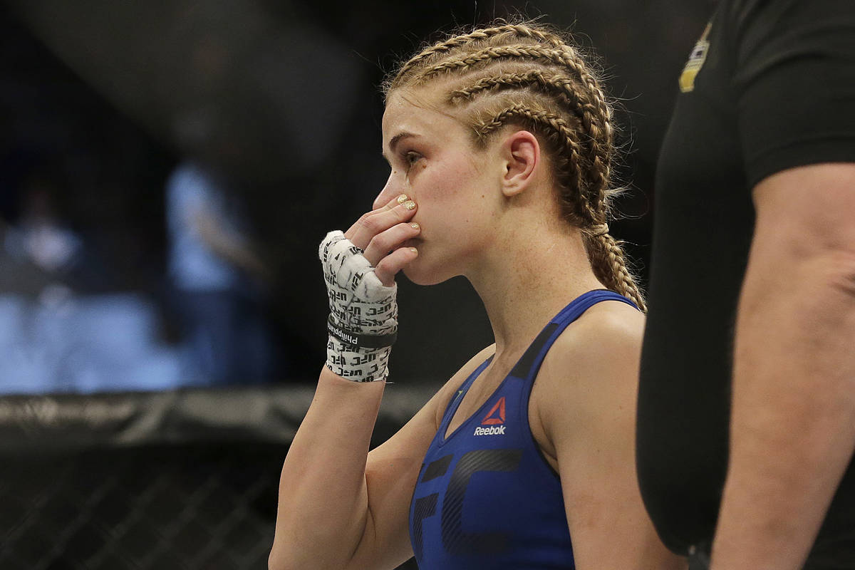 Paige VanZant is shown after a UFC Fight Night bout in Sacramento, Calif., on Saturday, Dec. 17 ...