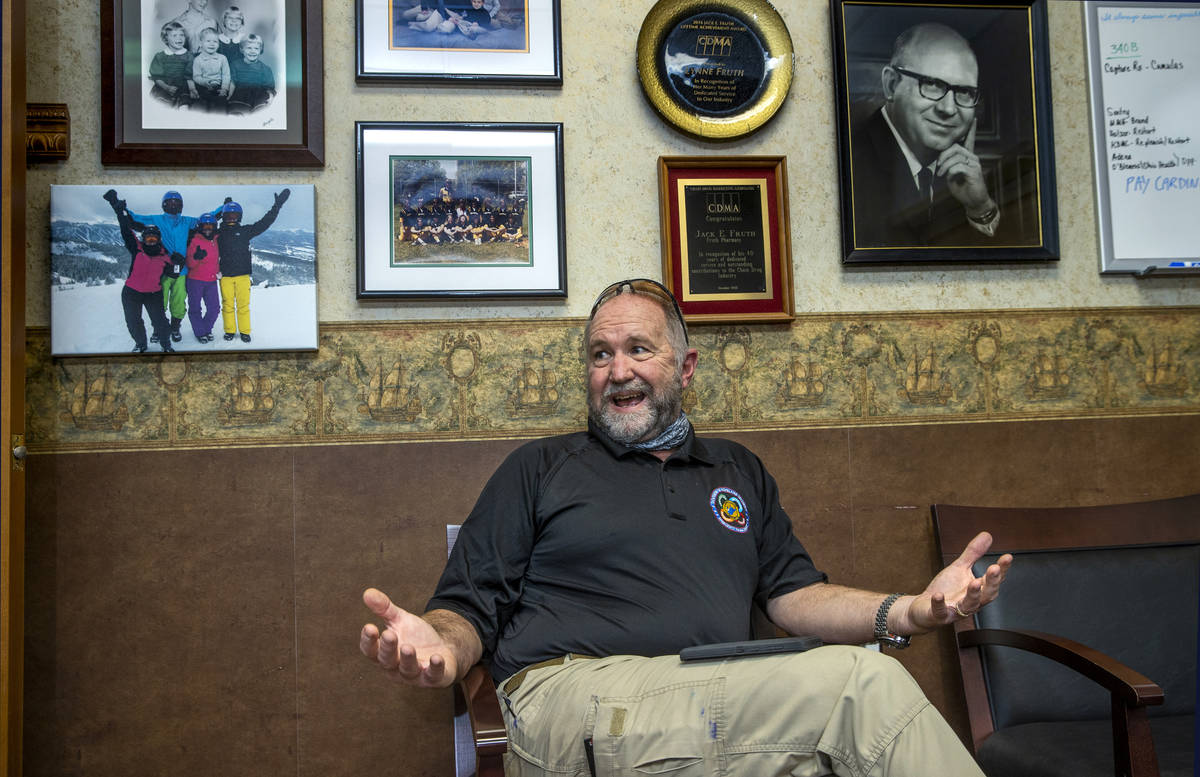 Mason County director of emergency services Dennis Zimmerman talks while on a visit to the offi ...