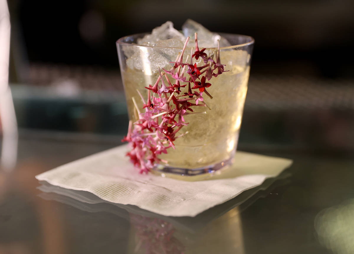 The Tiger Lily at seasonal pop-up bar, Crimson in Bloom, at Red Rock Resort in Las Vegas Monday ...