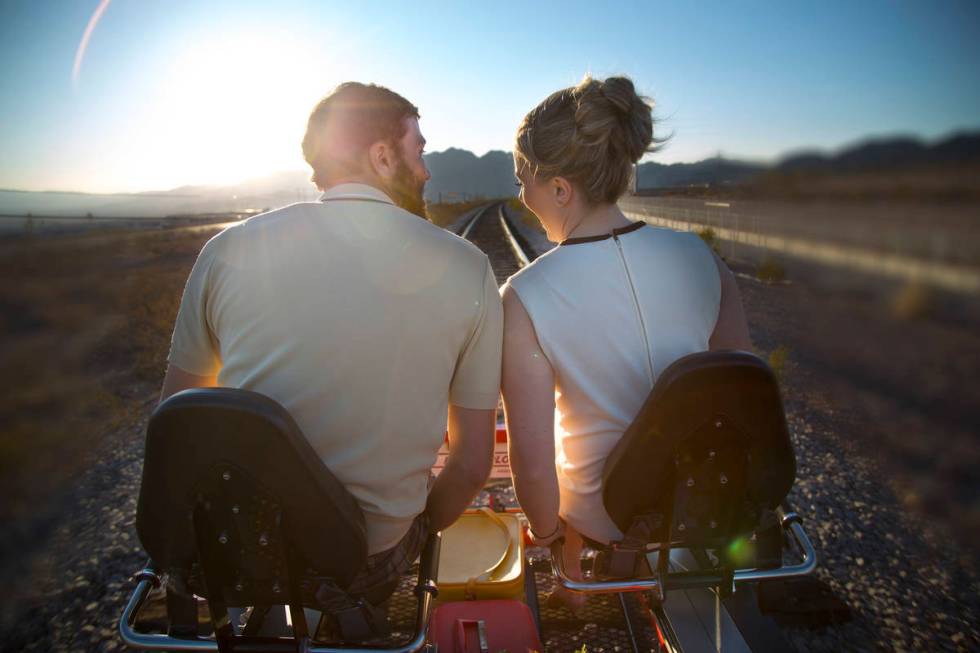 Featuring pedal-powered rail bikes, Rail Explorers offers epic couples’ photo opportunities a ...