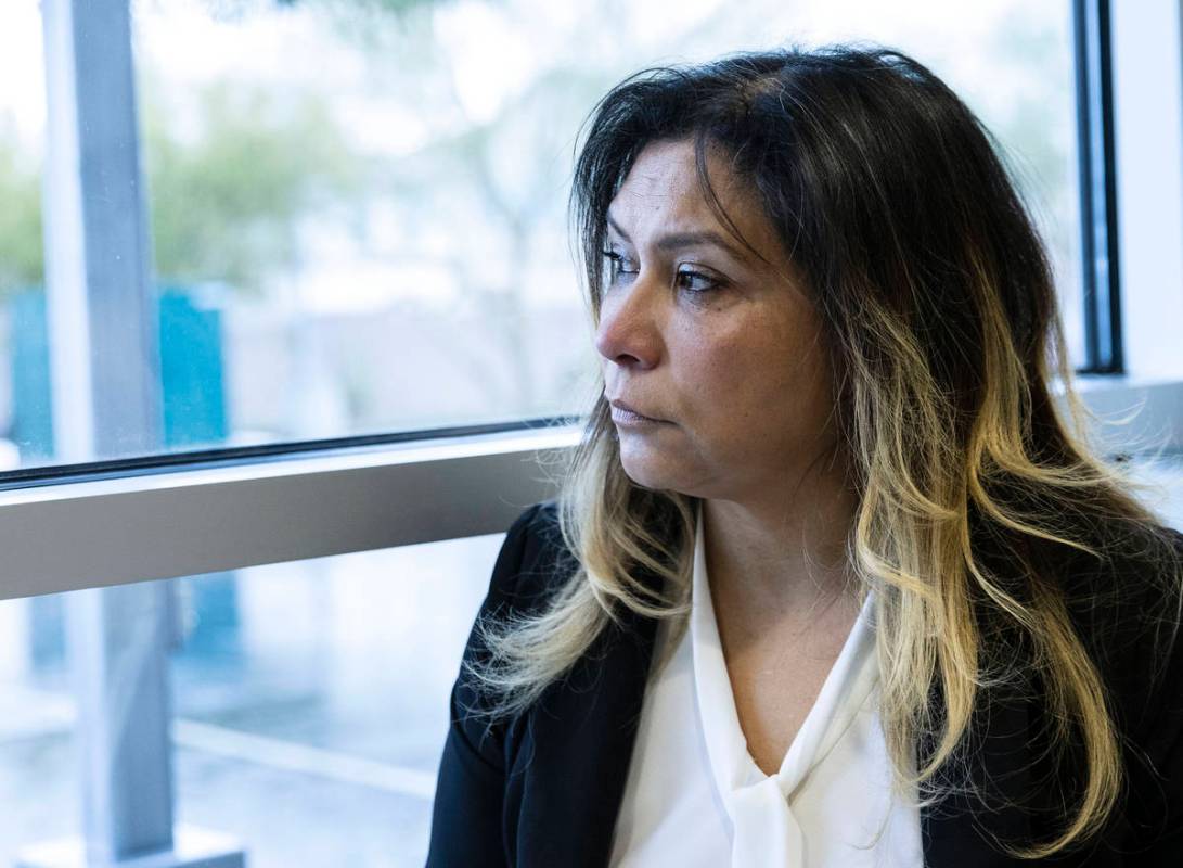 Maria Garcia poses for a photo at her attorney's office on Friday, Feb. 12, 2021, in Las Vegas. ...