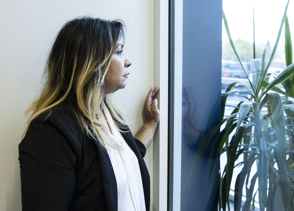 Maria Garcia poses for a photo at her attorney's office on Friday, Feb. 12, 2021, in Las Vegas. ...