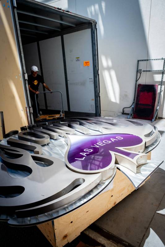 The sign at the entrance of The Joint is among the items taken out of the Hard Rock Hotel in La ...