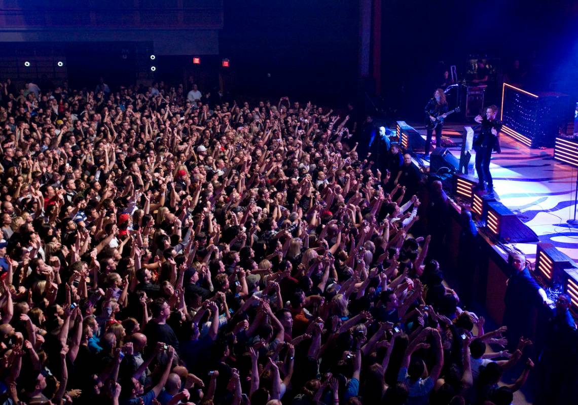 In this April 17, 2009, file photo, The Killers perform to a sold-out crowd during the opening ...