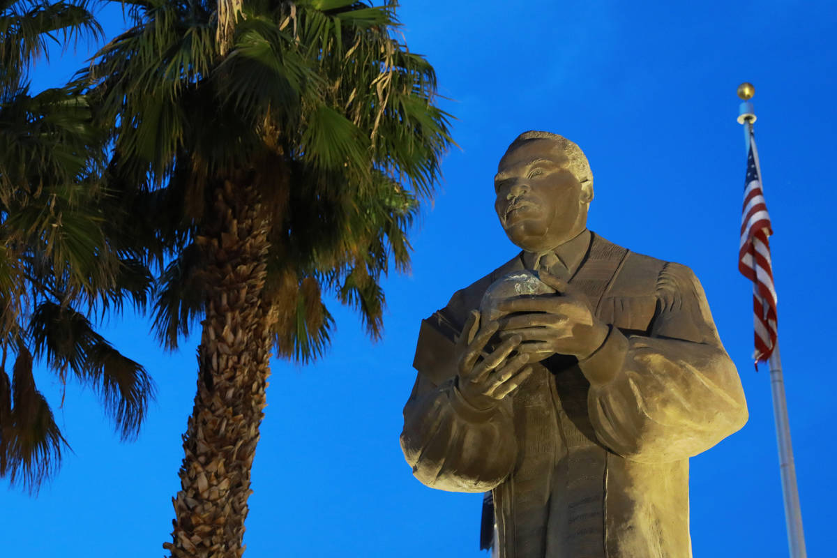 A view of the Dr. Martin Luther King Statue near the intersection of Martin Luther King Bouleva ...